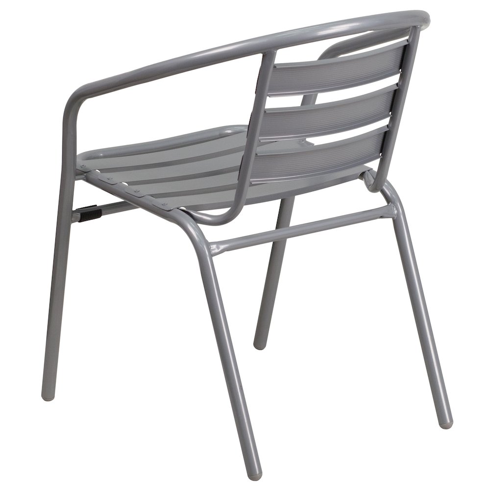 Silver Metal Restaurant Stack Chair with Aluminum Slats. Picture 7