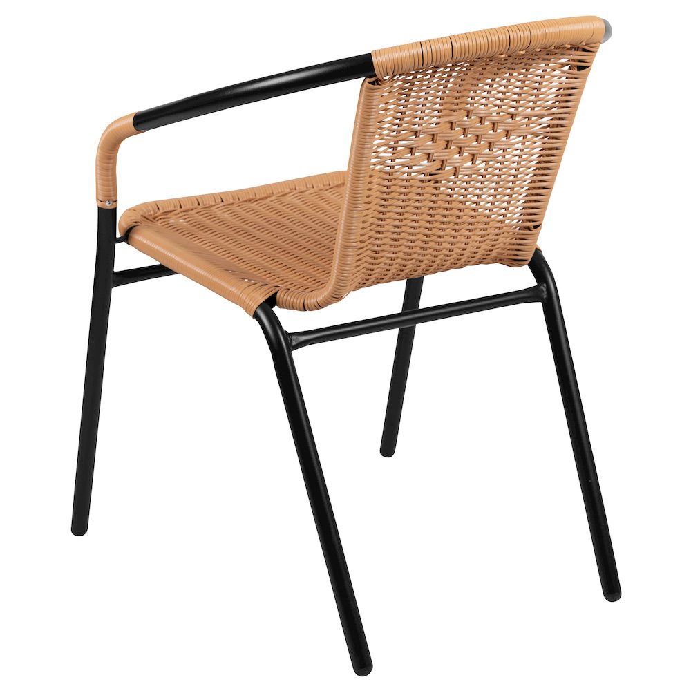 2 Pack Beige Rattan Indoor-Outdoor Restaurant Stack Chair. Picture 9