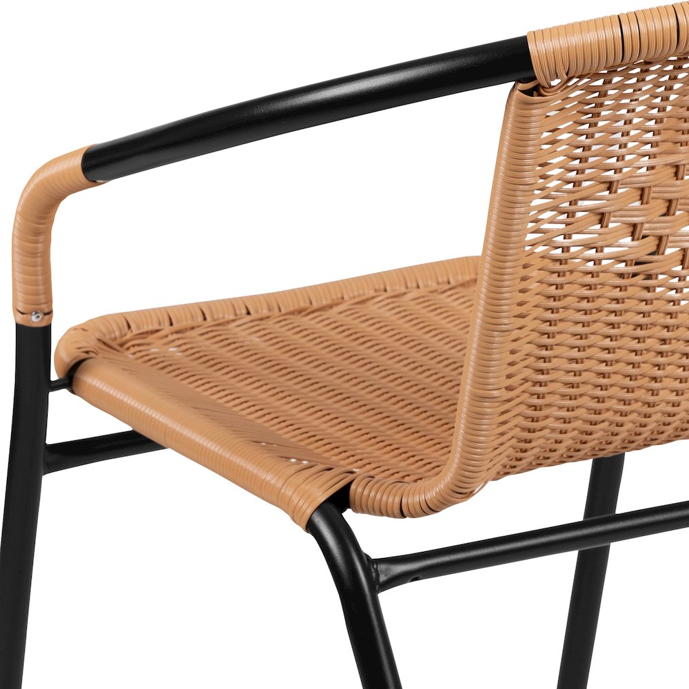 2 Pack Beige Rattan Indoor-Outdoor Restaurant Stack Chair. Picture 13