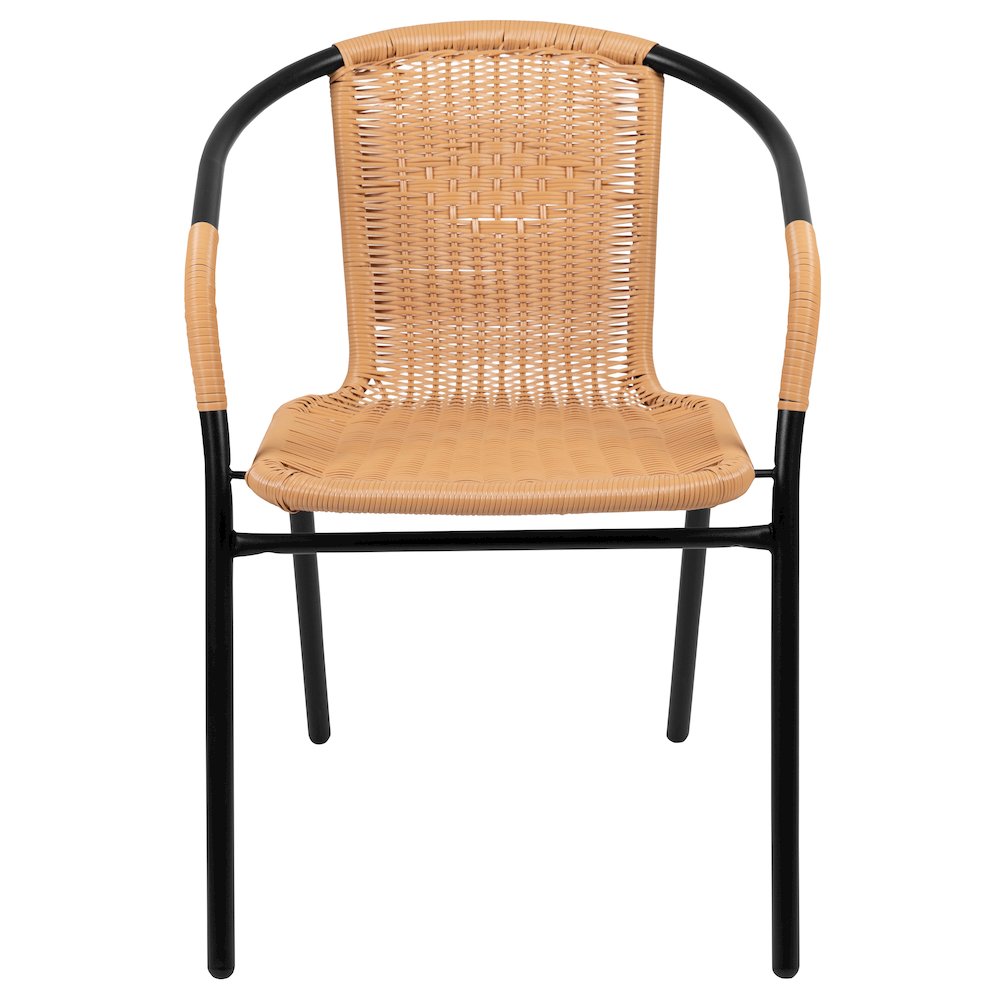 2 Pack Beige Rattan Indoor-Outdoor Restaurant Stack Chair. Picture 12