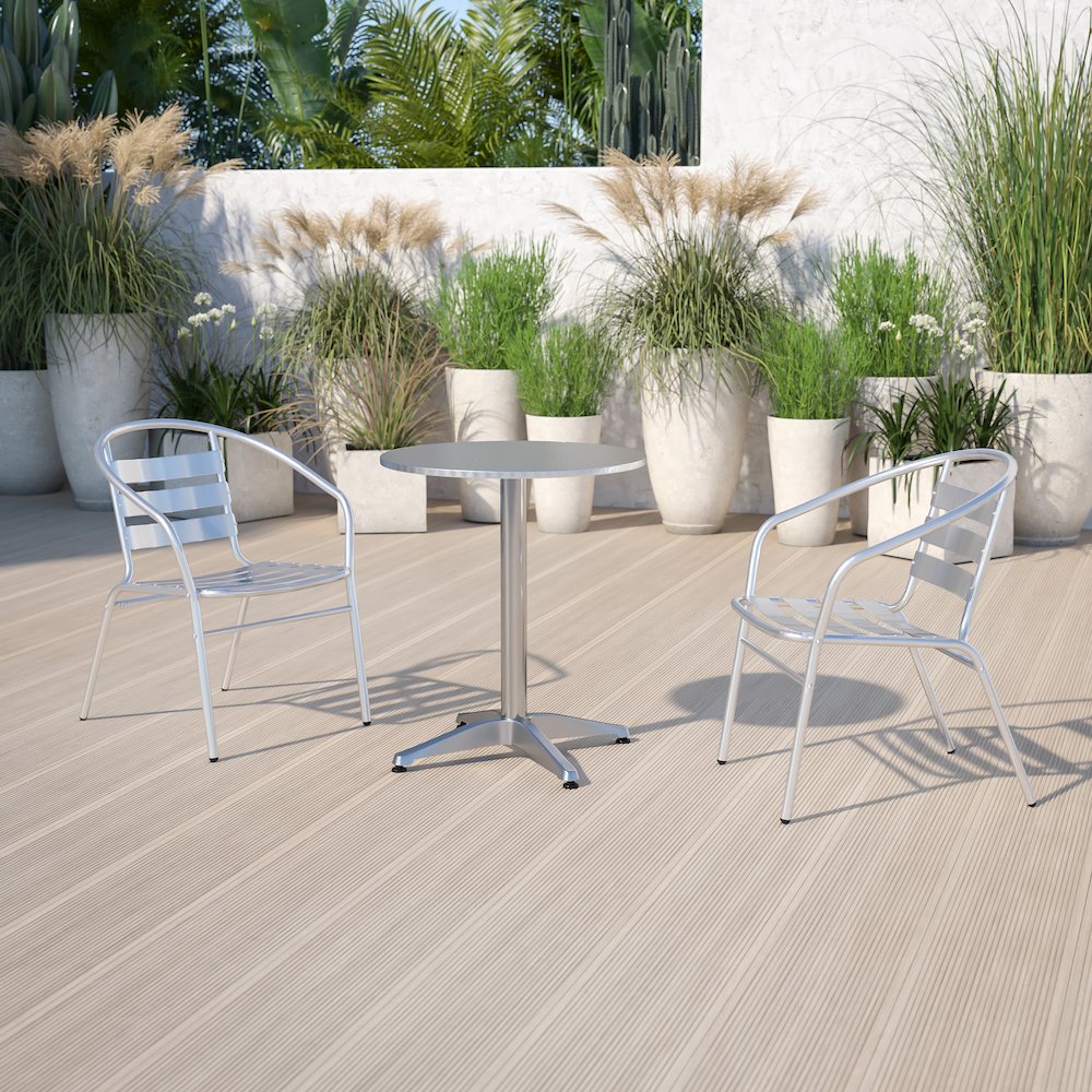 23.5'' Round Aluminum Indoor-Outdoor Table with Base. Picture 2