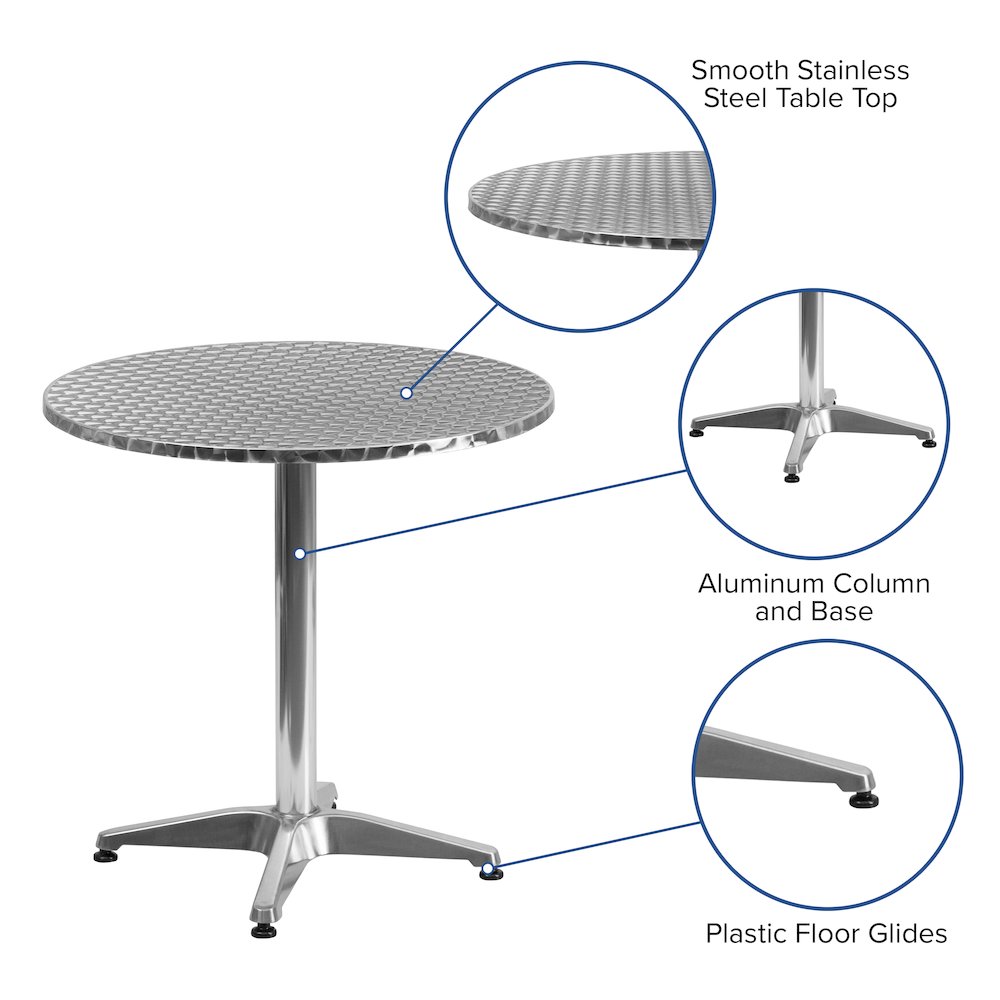 27.5'' Round Aluminum Indoor-Outdoor Table with Base. Picture 5