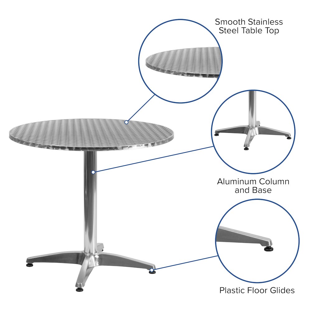 31.5'' Round Aluminum Indoor-Outdoor Table with Base. Picture 5