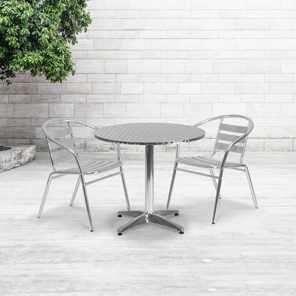 31.5'' Round Aluminum Indoor-Outdoor Table with Base. Picture 4