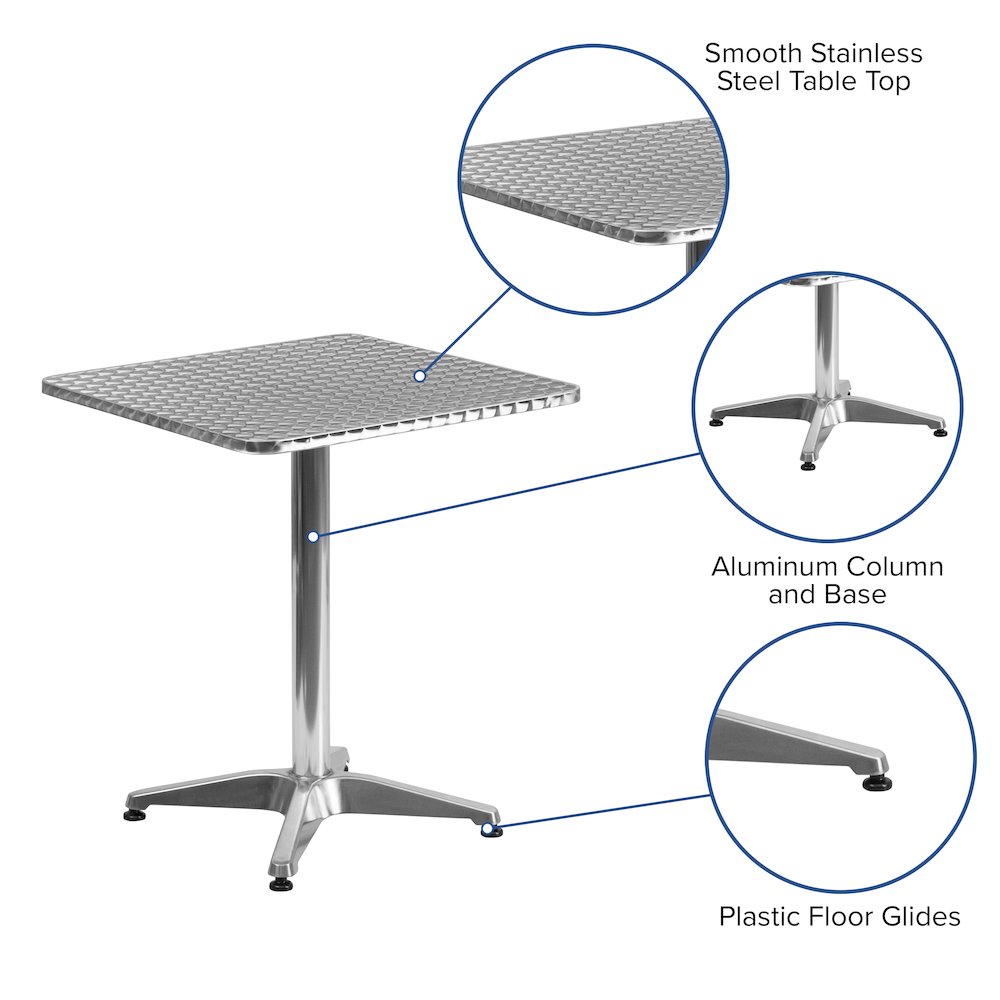 23.5'' Square Aluminum Indoor-Outdoor Table with Base. Picture 5