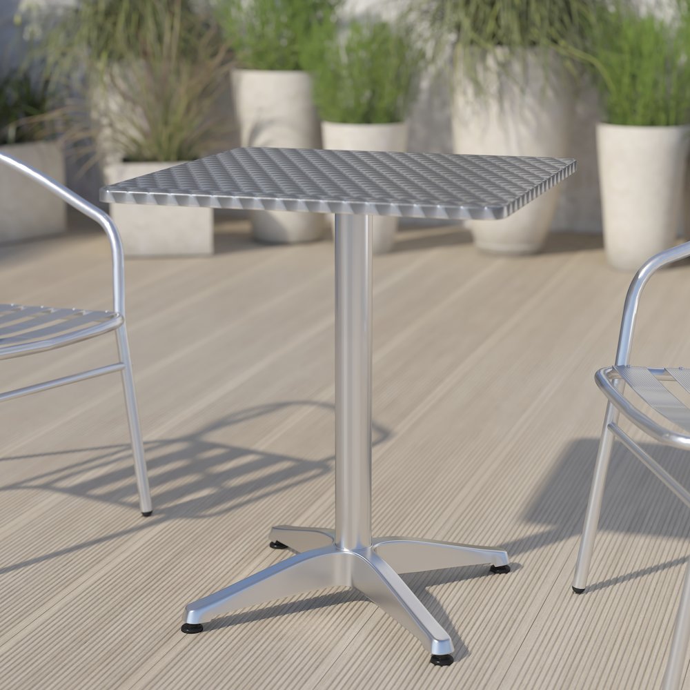 23.5'' Square Aluminum Indoor-Outdoor Table with Base. Picture 2