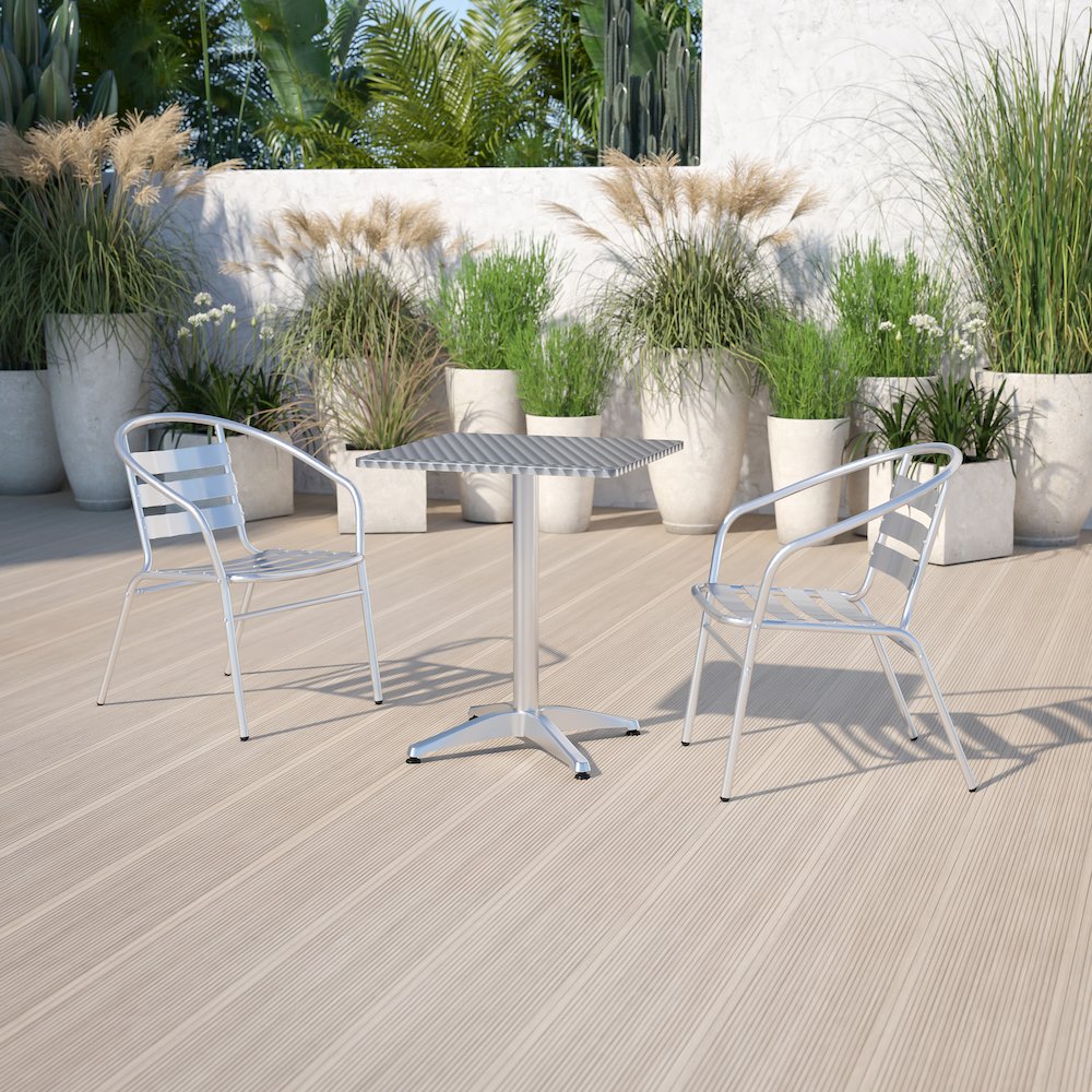 23.5'' Square Aluminum Indoor-Outdoor Table with Base. Picture 7