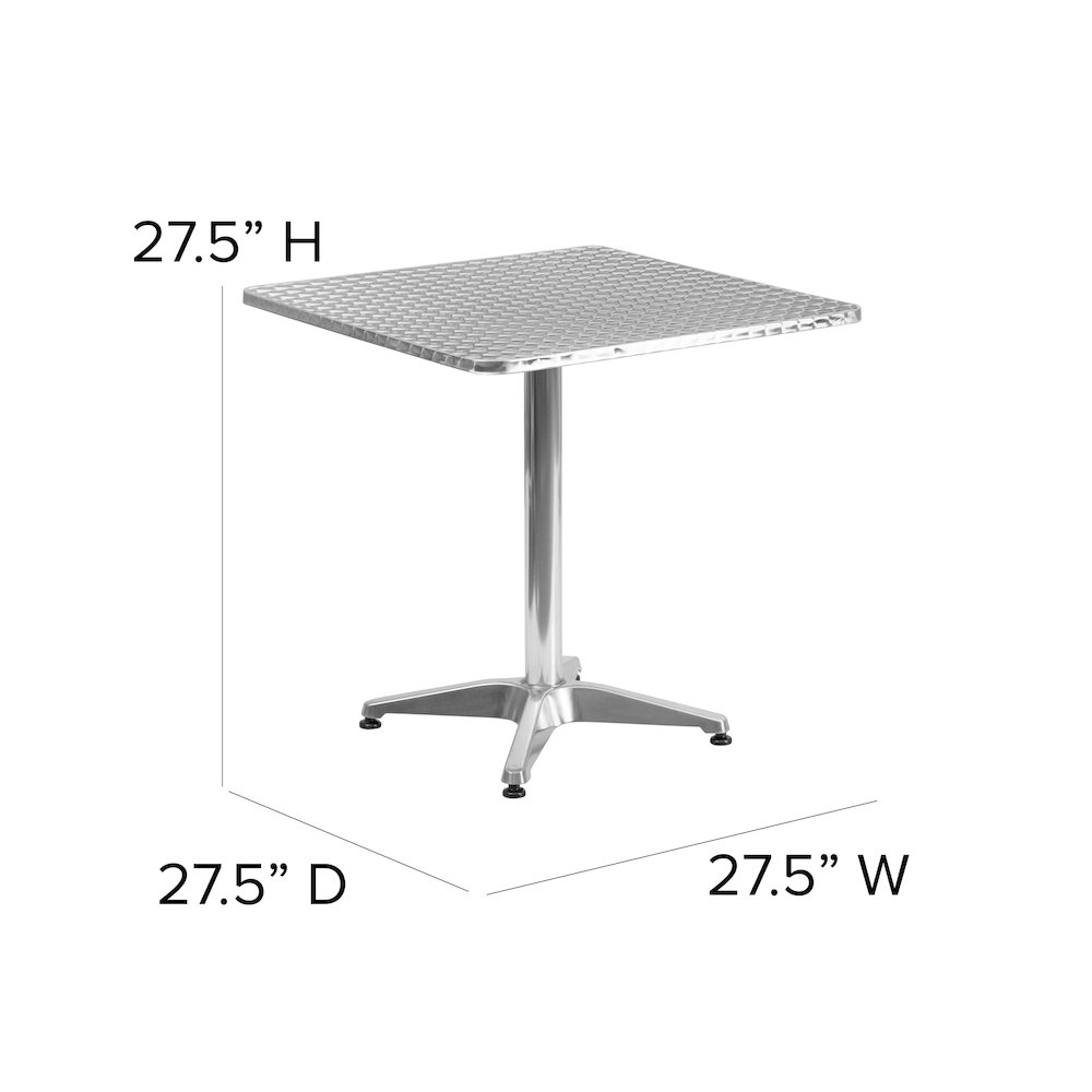 27.5'' Square Aluminum Indoor-Outdoor Table with Base. Picture 6