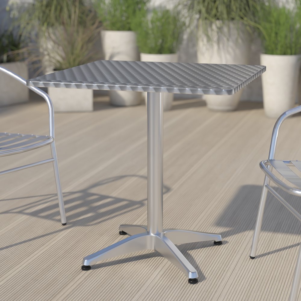 27.5'' Square Aluminum Indoor-Outdoor Table with Base. Picture 2