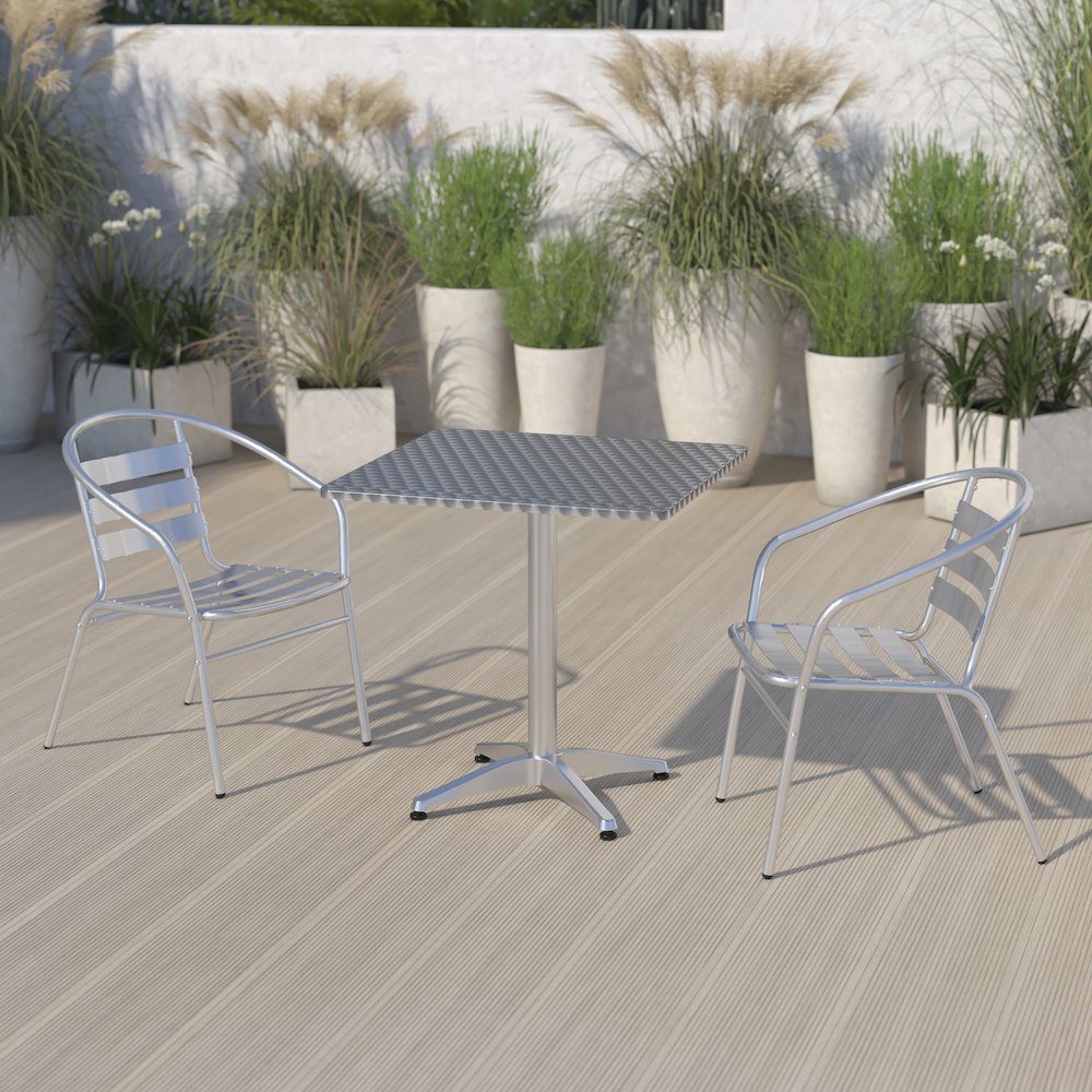 27.5'' Square Aluminum Indoor-Outdoor Table with Base. Picture 7
