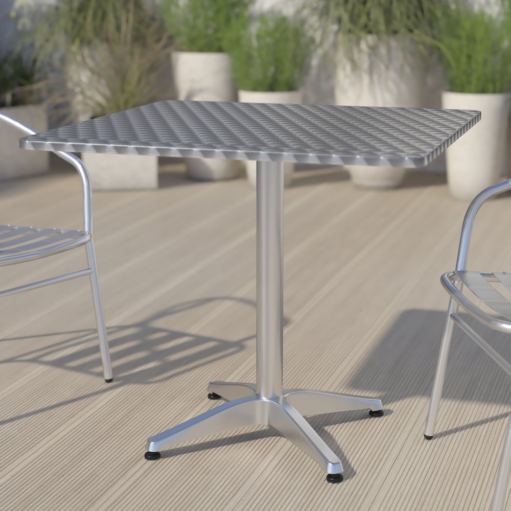 31.5'' Square Aluminum Indoor-Outdoor Table with Base. Picture 2
