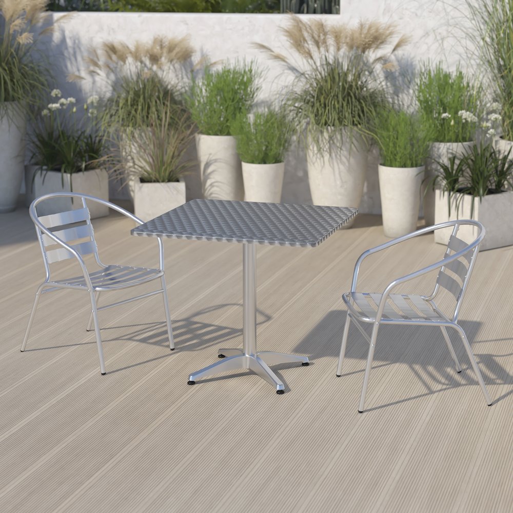 31.5'' Square Aluminum Indoor-Outdoor Table with Base. Picture 6