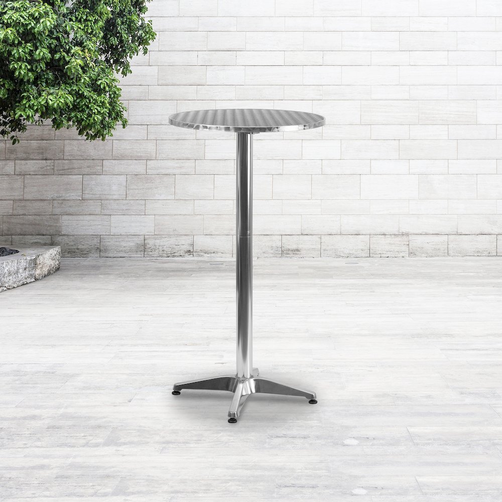 23.25" Round Aluminum Indoor-Outdoor Bar Height Table with Flip-Up Table. Picture 3