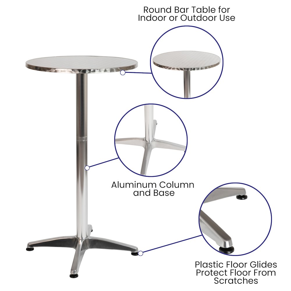 23.5" Round Aluminum Indoor-Outdoor Bar Height Table. Picture 4