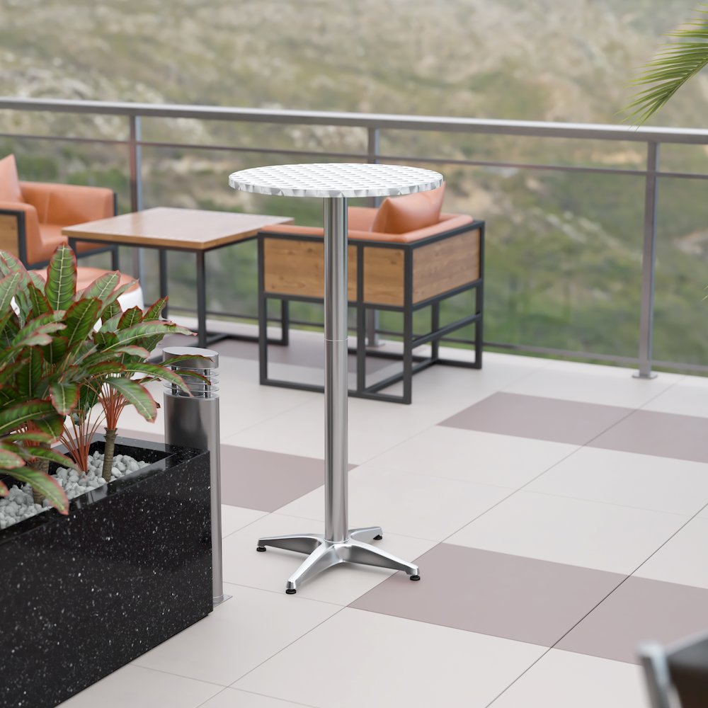 23.5" Round Aluminum Indoor-Outdoor Bar Height Table. Picture 2