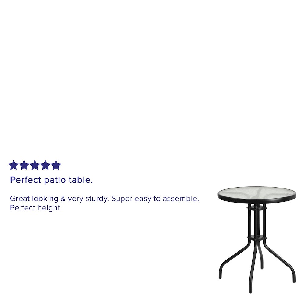 23.75'' Round Tempered Glass Metal Table. Picture 4