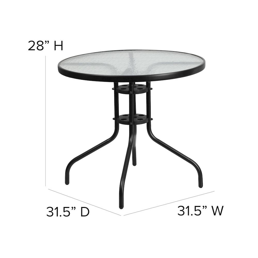 31.5'' Round Tempered Glass Metal Table. Picture 5