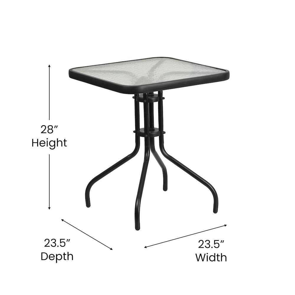 23.5'' Square Tempered Glass Metal Table. Picture 6