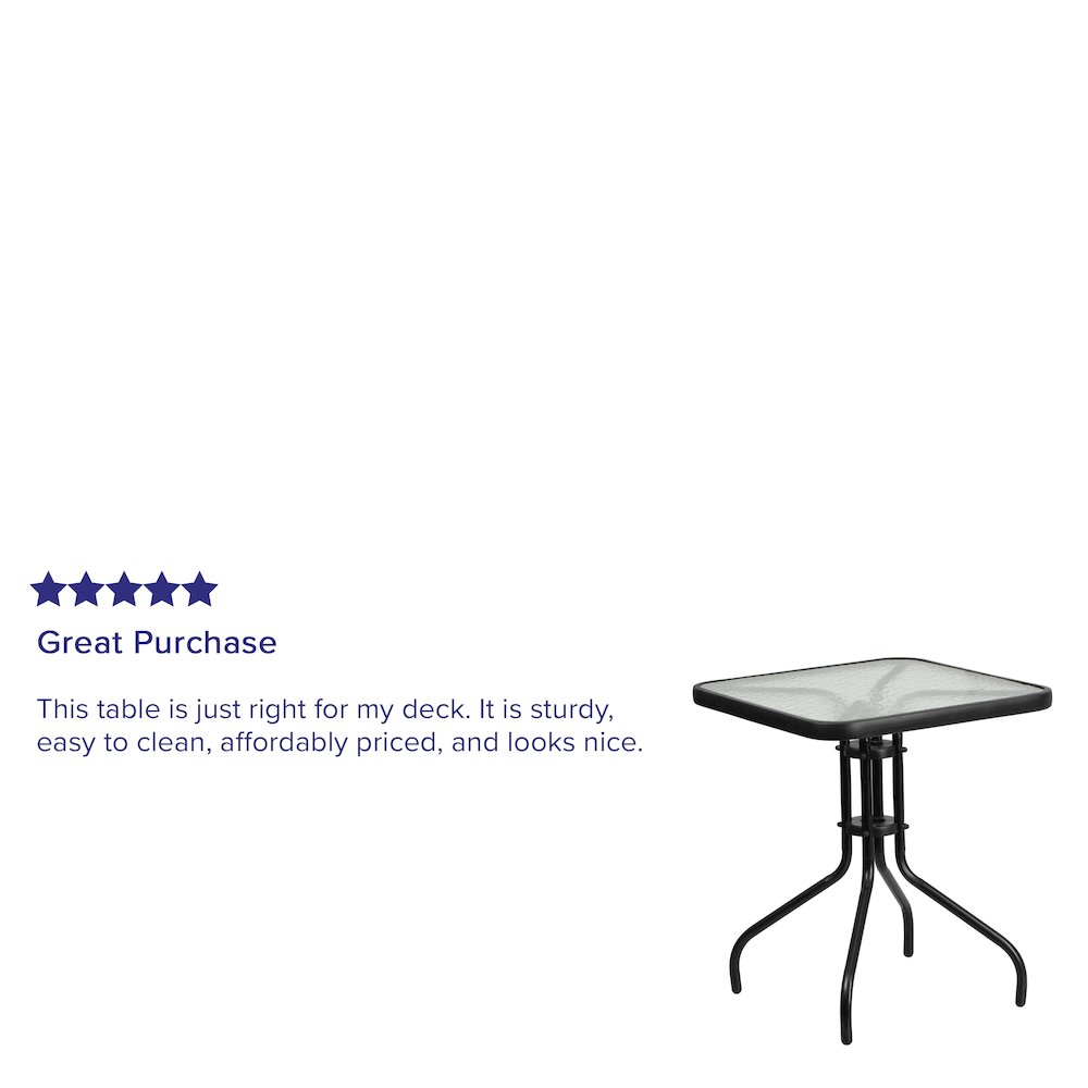 23.5'' Square Tempered Glass Metal Table. Picture 4