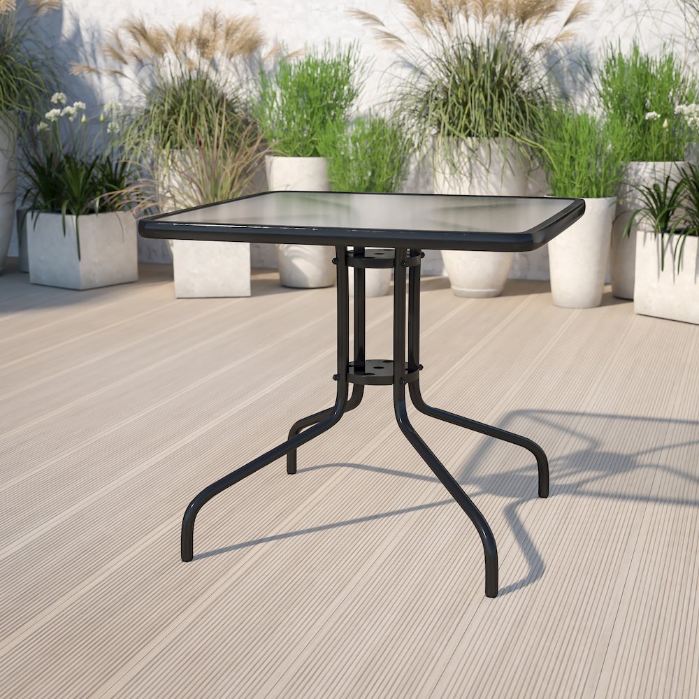 31.5'' Square Tempered Glass Metal Table. Picture 2