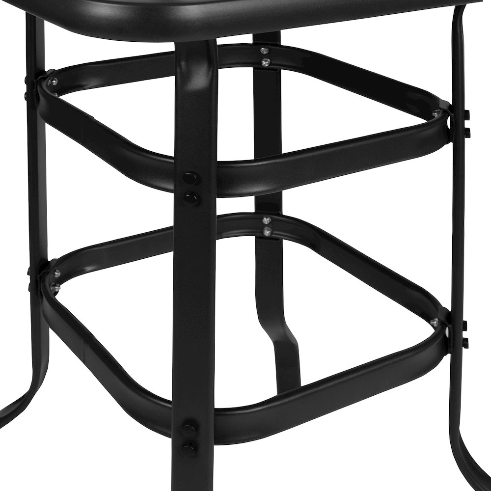 27.5" Square Black Tempered Glass Bar Height Metal Patio Bar Table. Picture 6