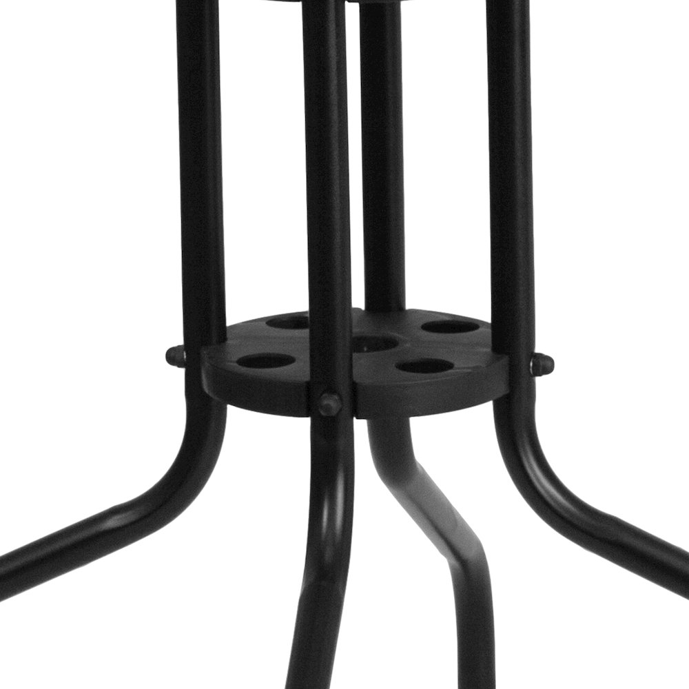 28'' Square Tempered Glass Metal Table with Black Rattan Edging. Picture 7