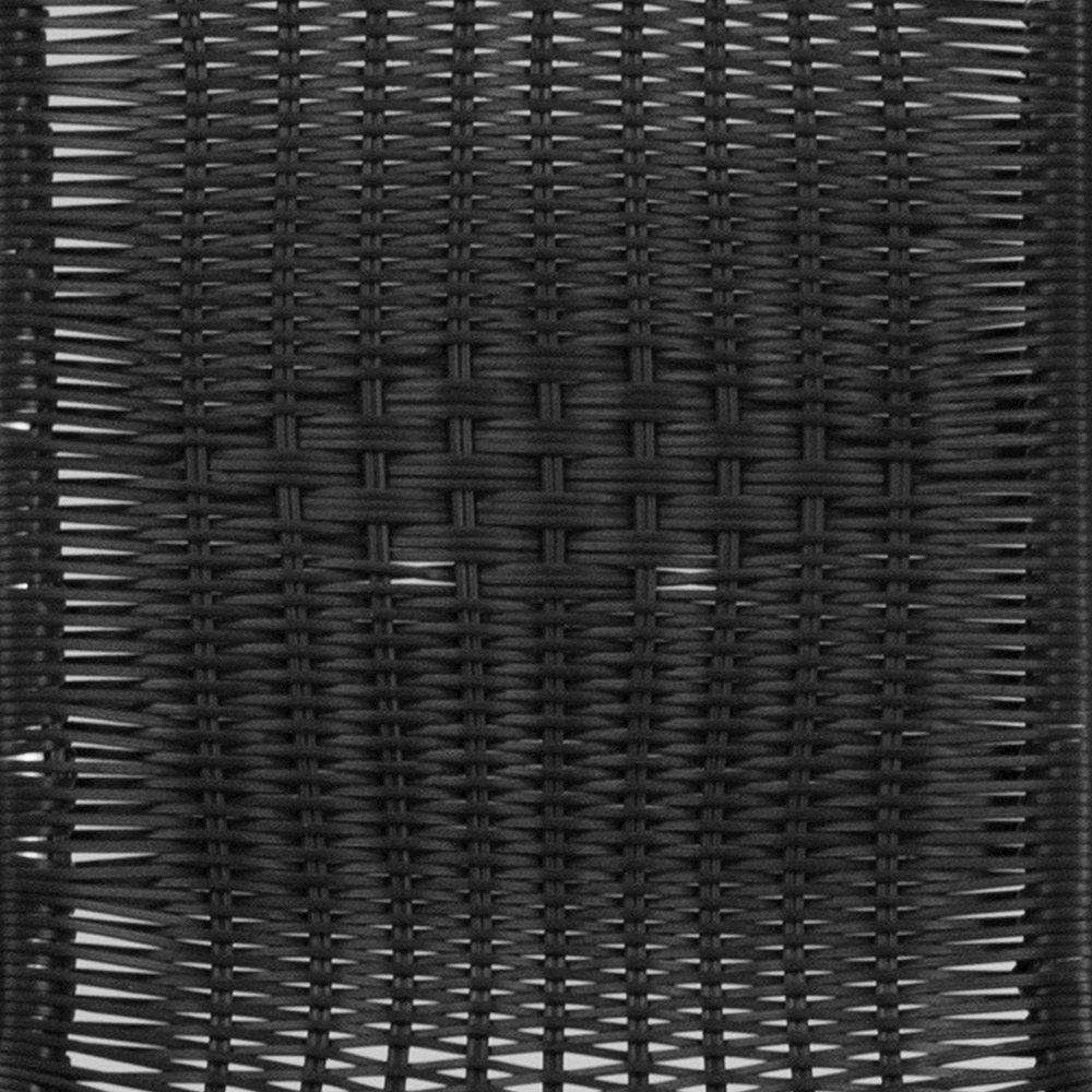28'' Glass Metal Table with Black Rattan Edging and 4 Black Rattan Stack Chairs. Picture 11