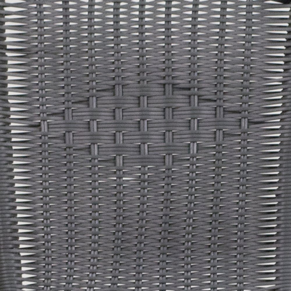 28'' Glass Metal Table with Gray Rattan Edging and 2 Gray Rattan Stack Chairs. Picture 11