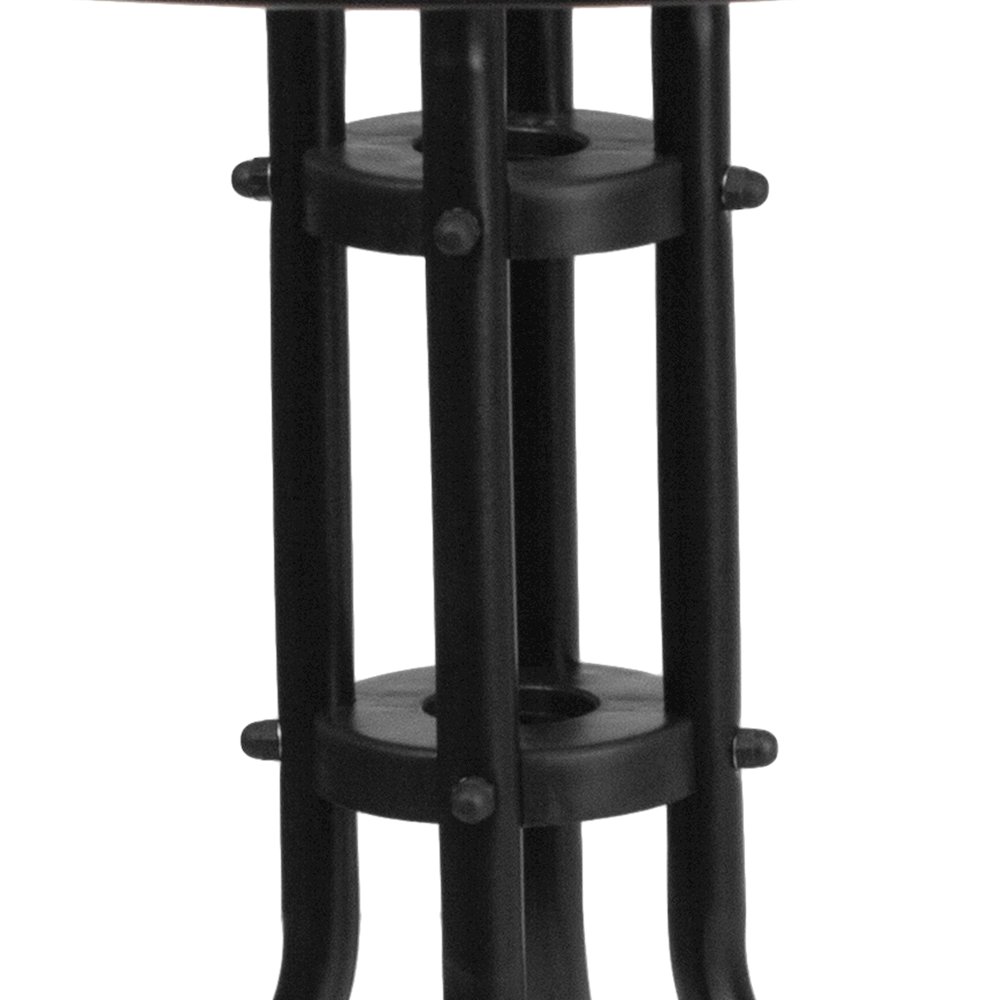 28'' Round Tempered Glass Metal Table with Black Rattan Edging. Picture 7