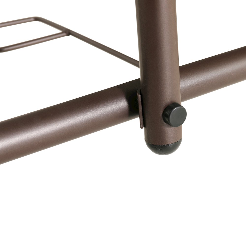 31.5" x 55" Bronze Rectangular Tempered Glass Metal Table with Umbrella Hole. Picture 9