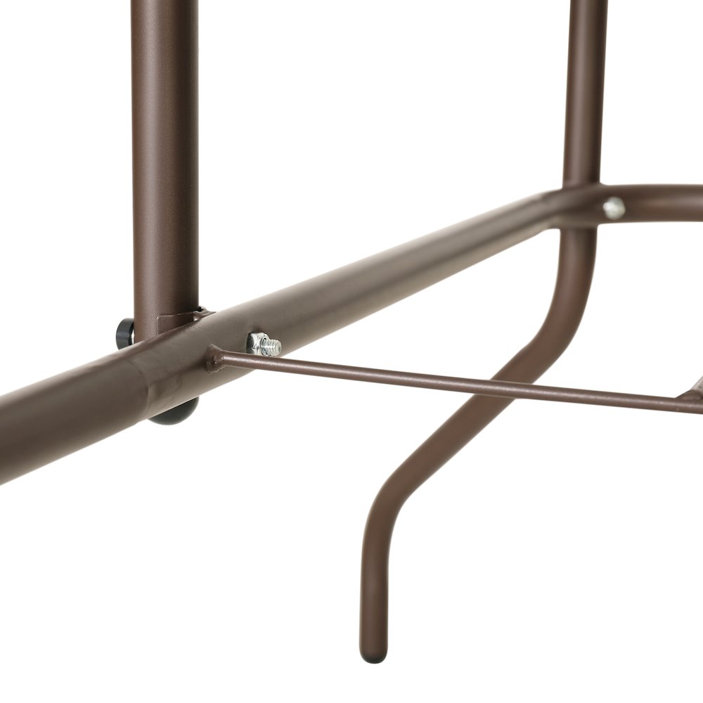 31.5" x 55" Bronze Rectangular Tempered Glass Metal Table with Umbrella Hole. Picture 10