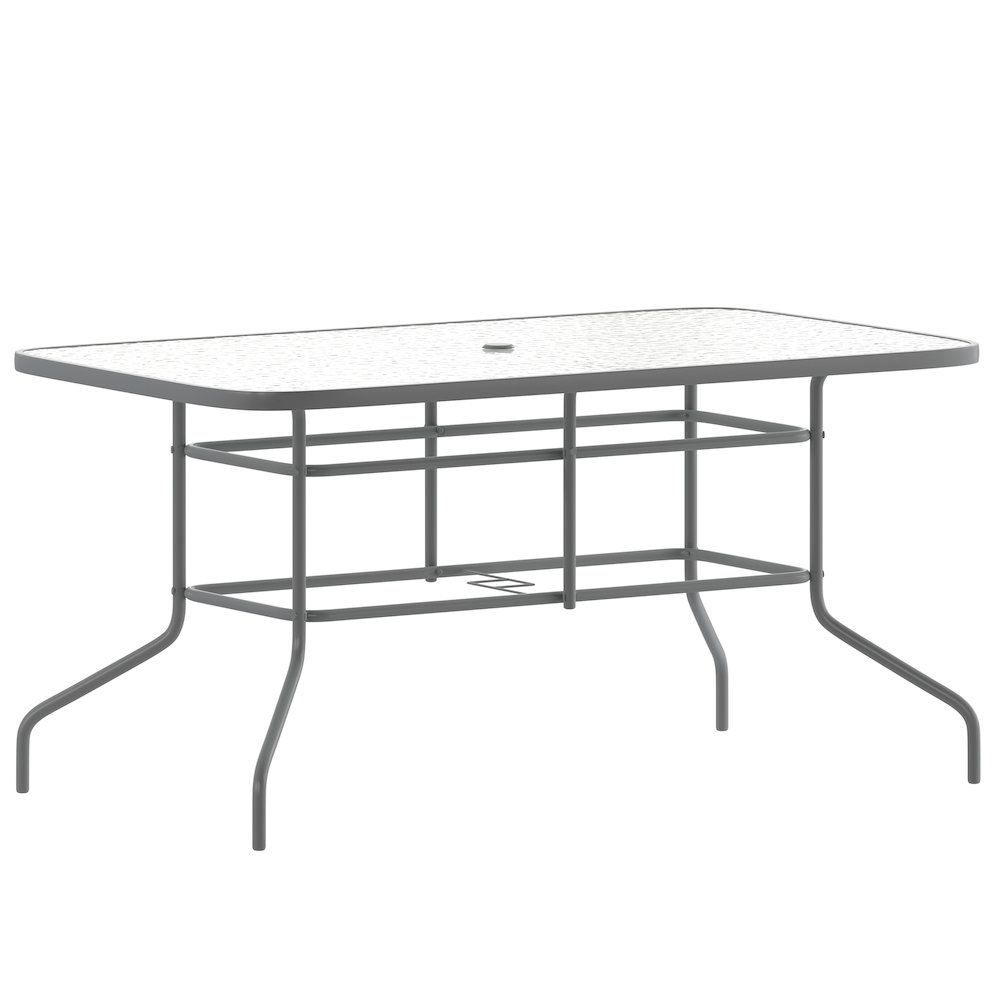 Rectangular Glass Patio Table with Seating for 6. Picture 1