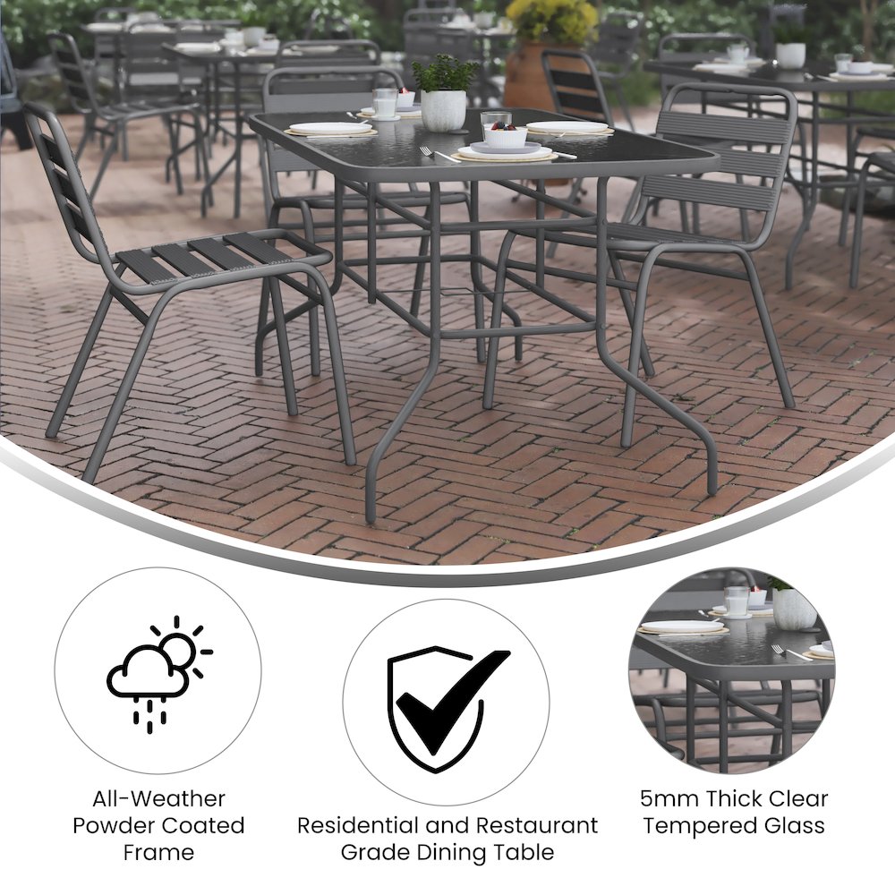 Rectangular Glass Patio Table with Seating for 6. Picture 4
