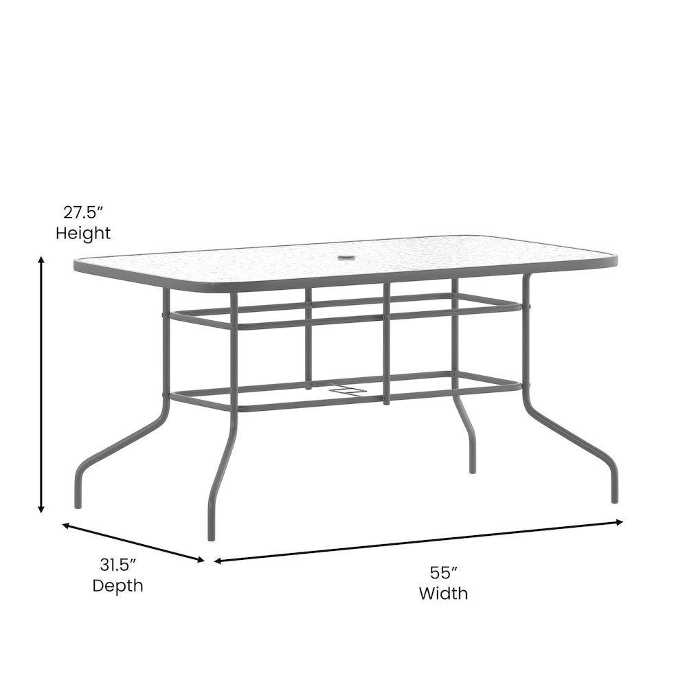 Rectangular Glass Patio Table with Seating for 6. Picture 5
