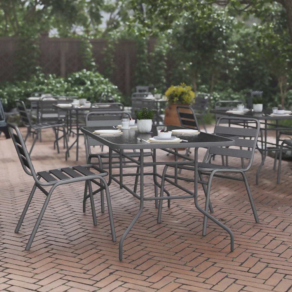 Rectangular Glass Patio Table with Seating for 6. Picture 2