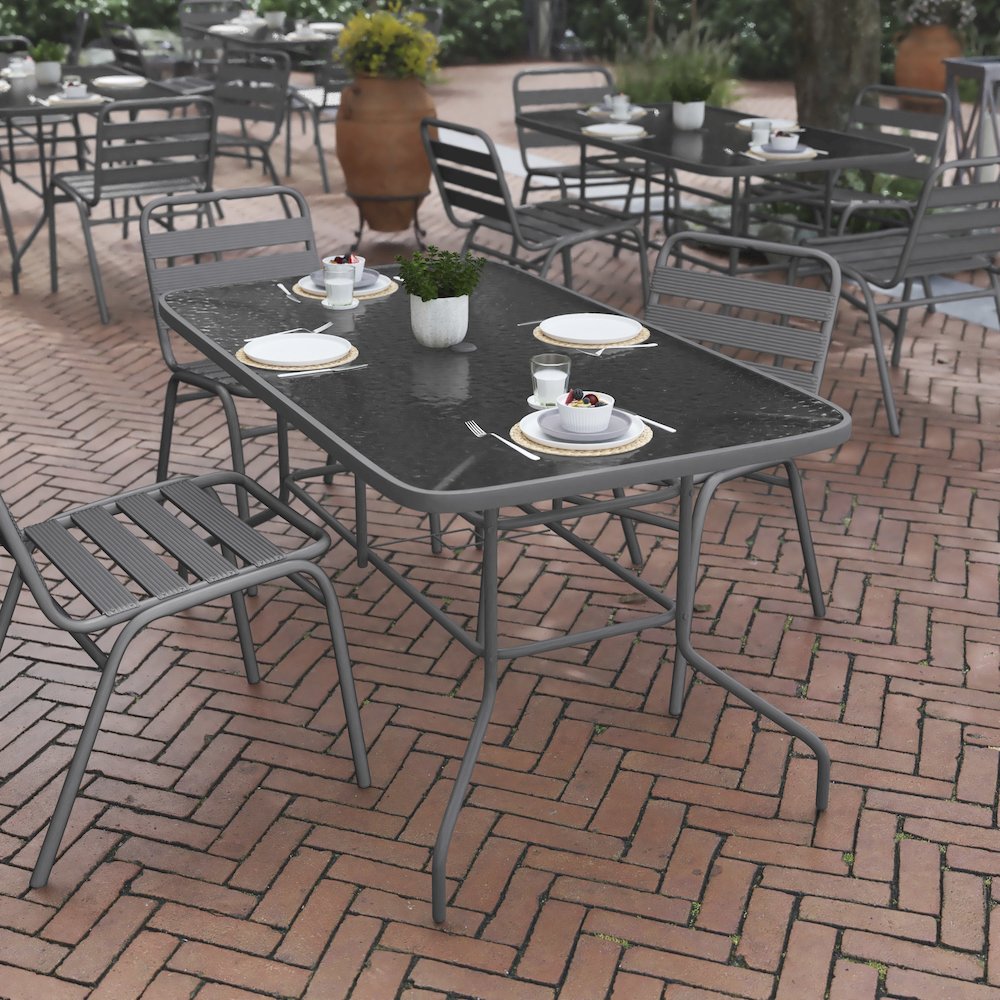 Rectangular Glass Patio Table with Seating for 6. Picture 6