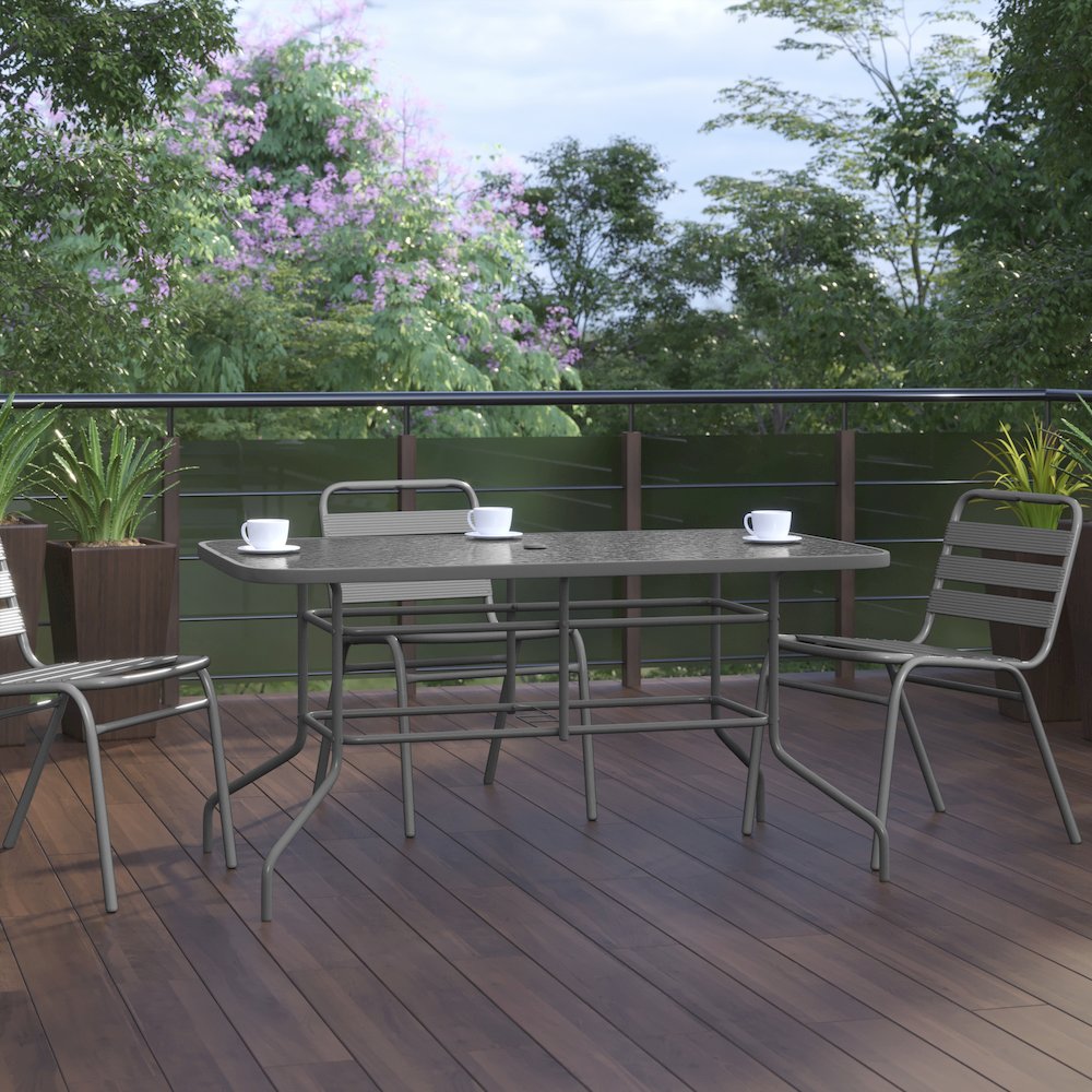 Rectangular Glass Patio Table with Seating for 6. Picture 7