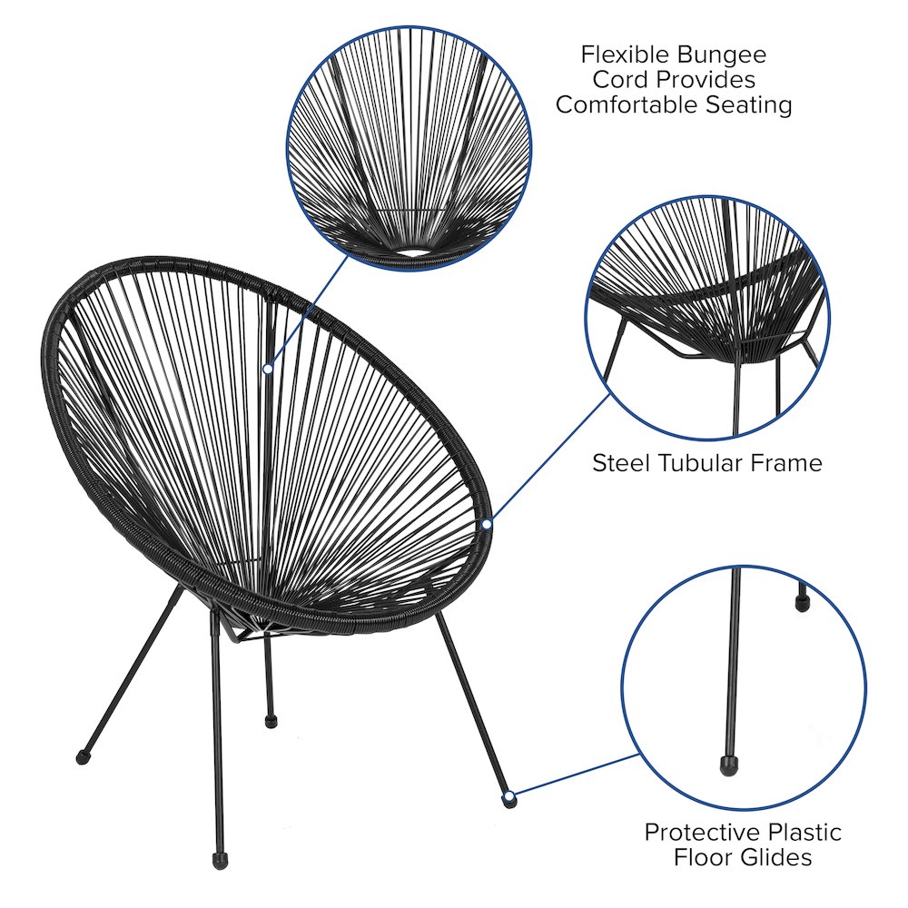 Oval Comfort Take Ten Black Papasan Lounge Chair. Picture 5