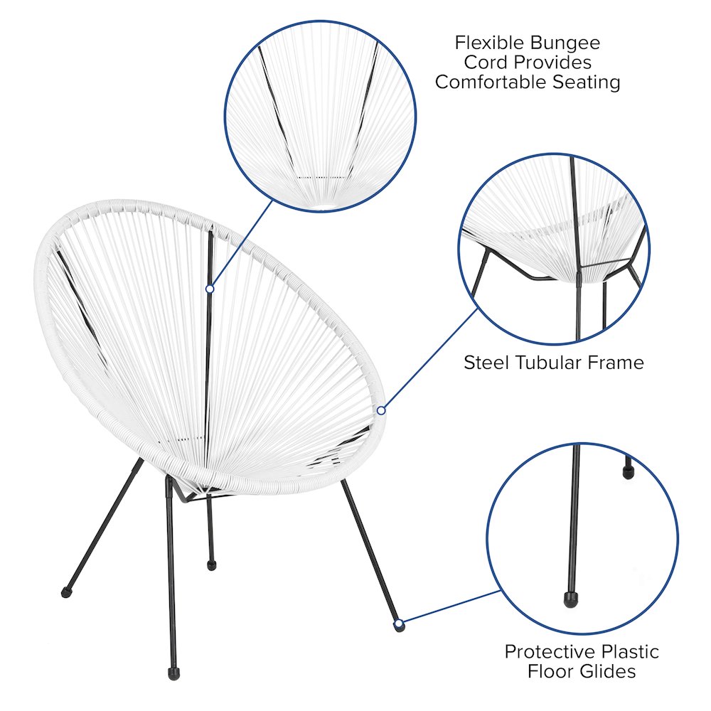 Oval Comfort Take Ten White Papasan Lounge Chair. Picture 5