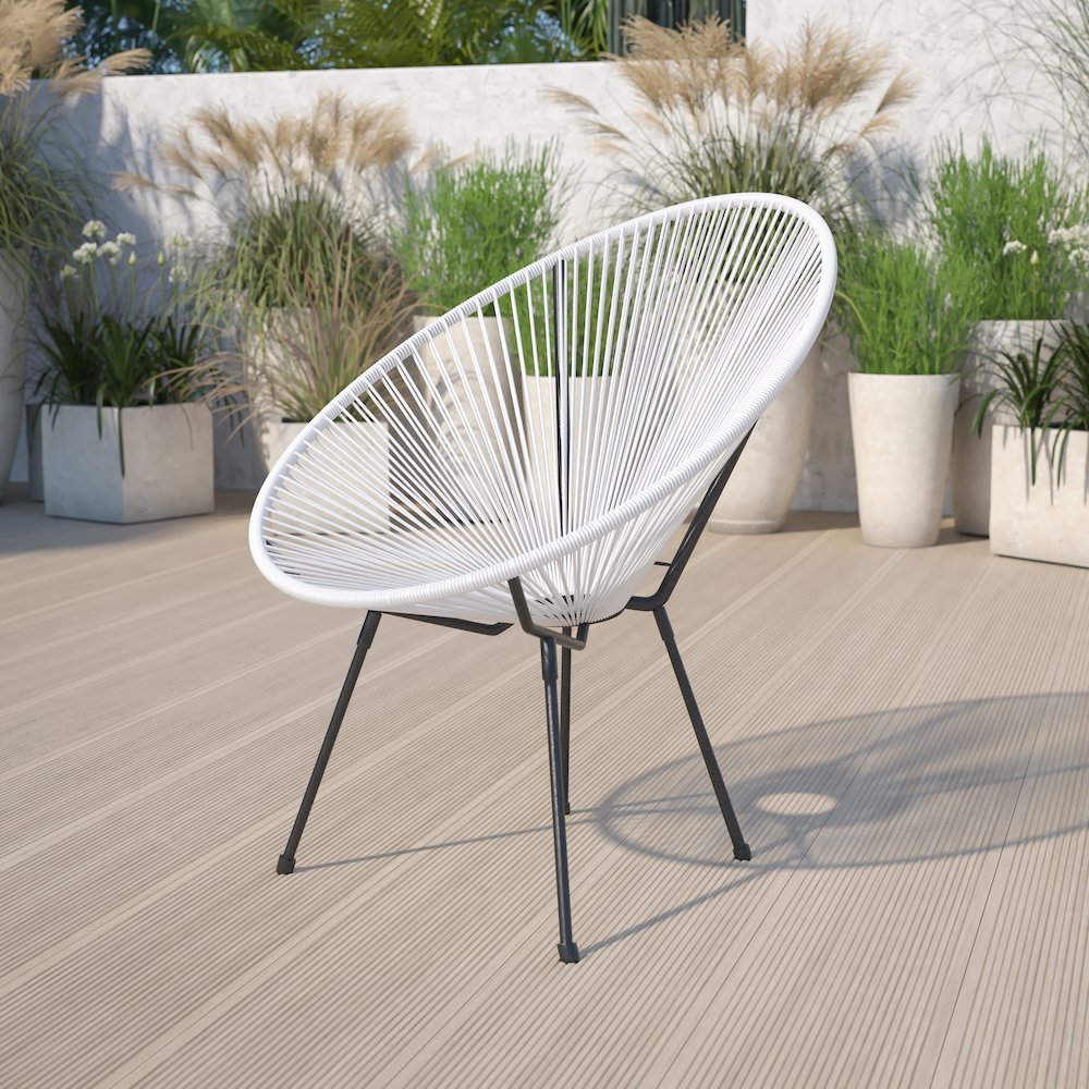 Oval Comfort Take Ten White Papasan Lounge Chair. Picture 2