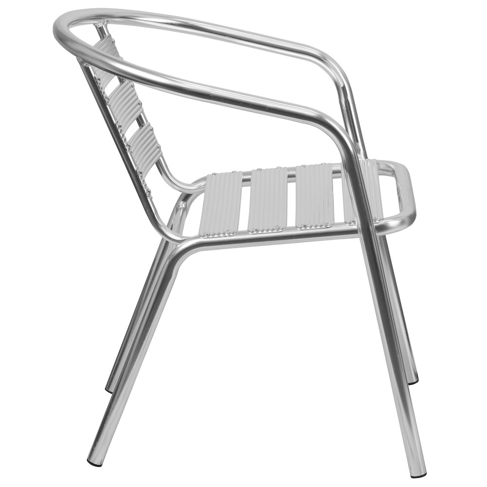 Heavy Duty Commercial Aluminum Indoor-Outdoor Restaurant Stack Chair with Triple Slat Back. Picture 2