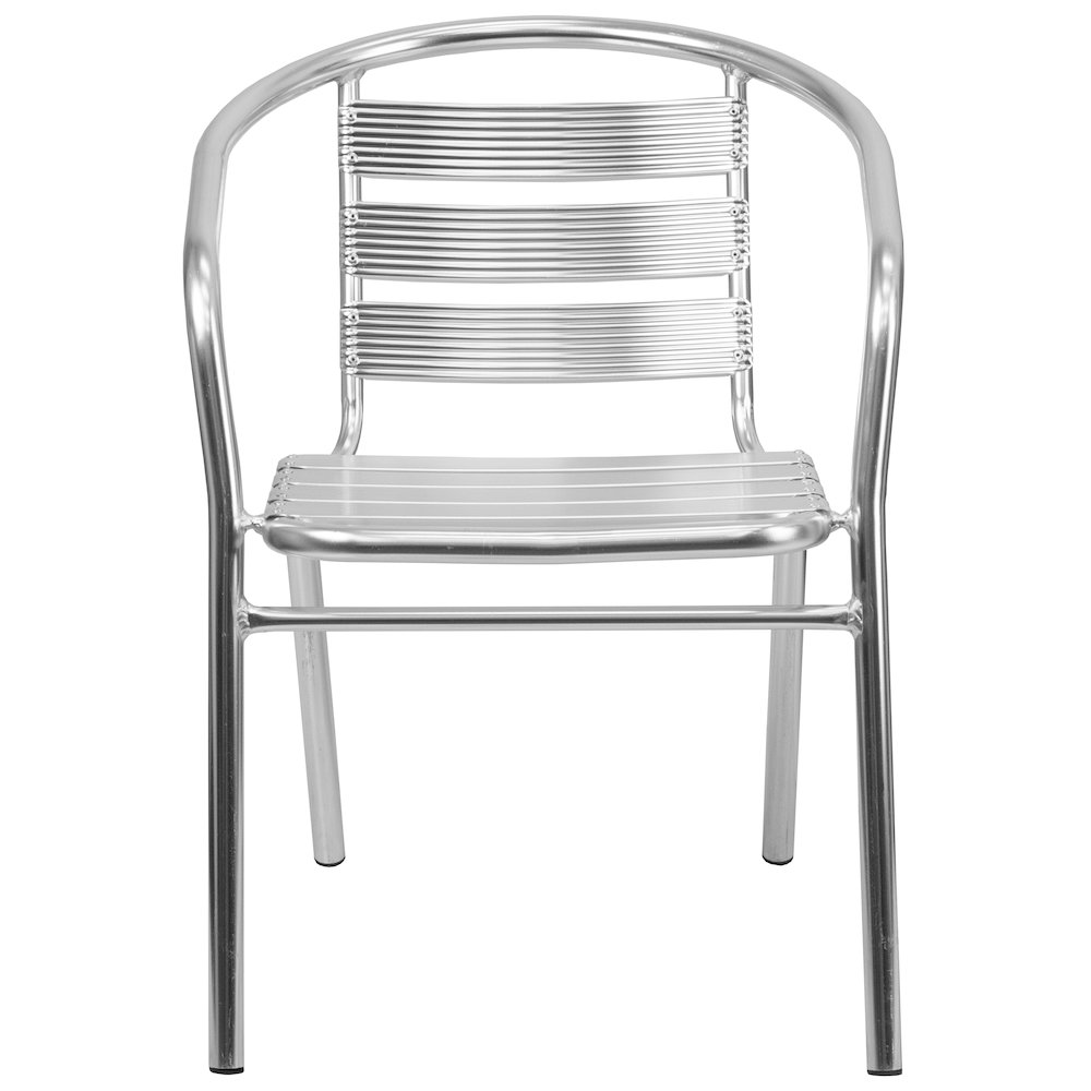 Heavy Duty Commercial Aluminum Indoor-Outdoor Restaurant Stack Chair with Triple Slat Back. Picture 4