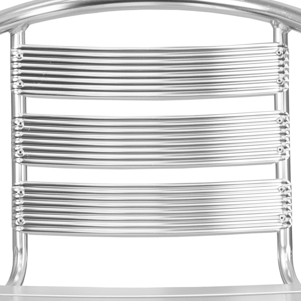 Heavy Duty Commercial Aluminum Indoor-Outdoor Restaurant Stack Chair with Triple Slat Back. Picture 10