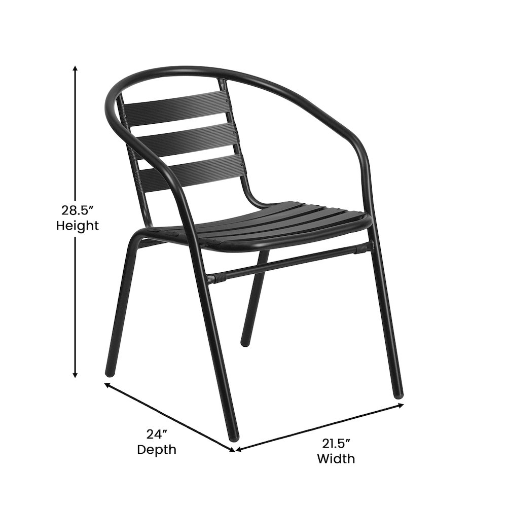 Commercial Grade Outdoor Patio Dining Set With Table and Six Chairs, Black. Picture 6