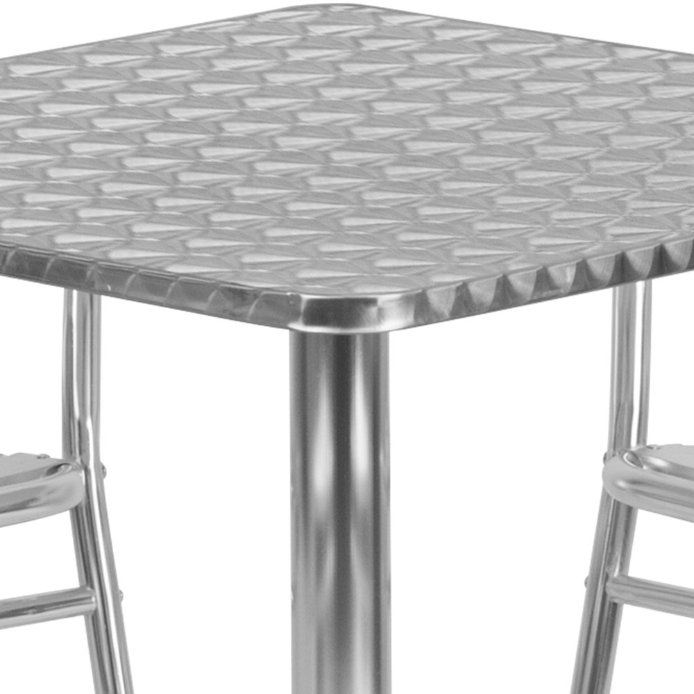 27.5'' Square Aluminum Indoor-Outdoor Table Set with 4 Slat Back Chairs. Picture 12