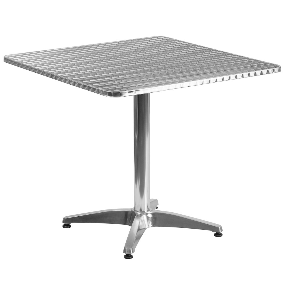 31.5'' Square Aluminum Indoor-Outdoor Table Set with 4 Slat Back Chairs. Picture 2