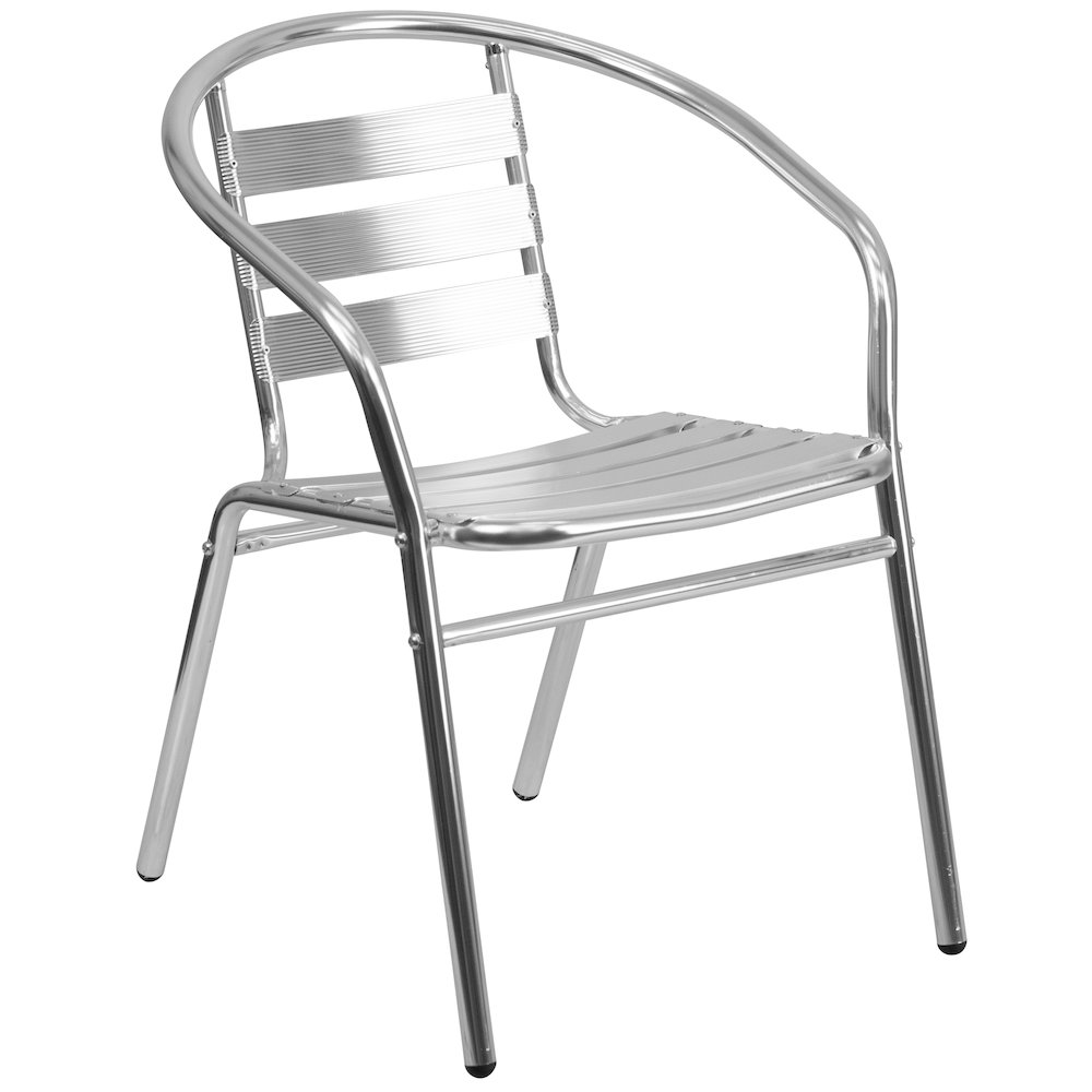 31.5'' Square Aluminum Indoor-Outdoor Table Set with 4 Slat Back Chairs. Picture 3