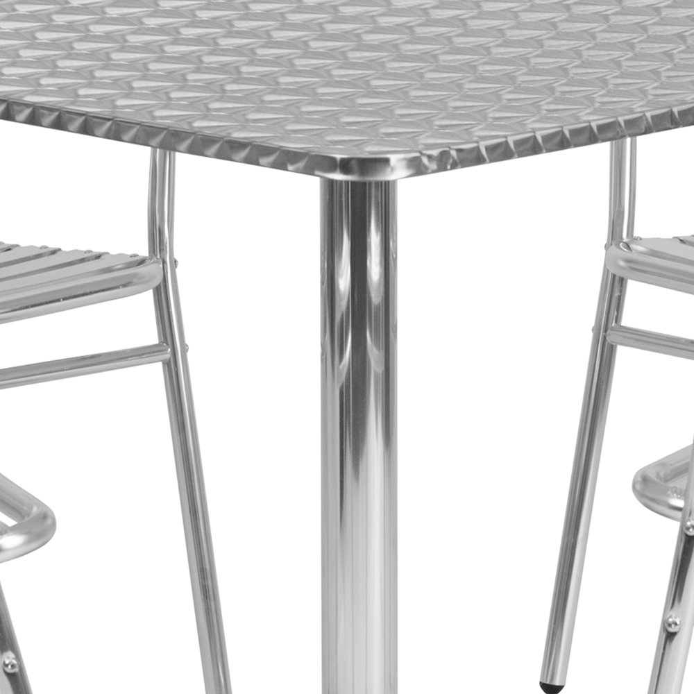 31.5'' Square Aluminum Indoor-Outdoor Table Set with 4 Slat Back Chairs. Picture 8