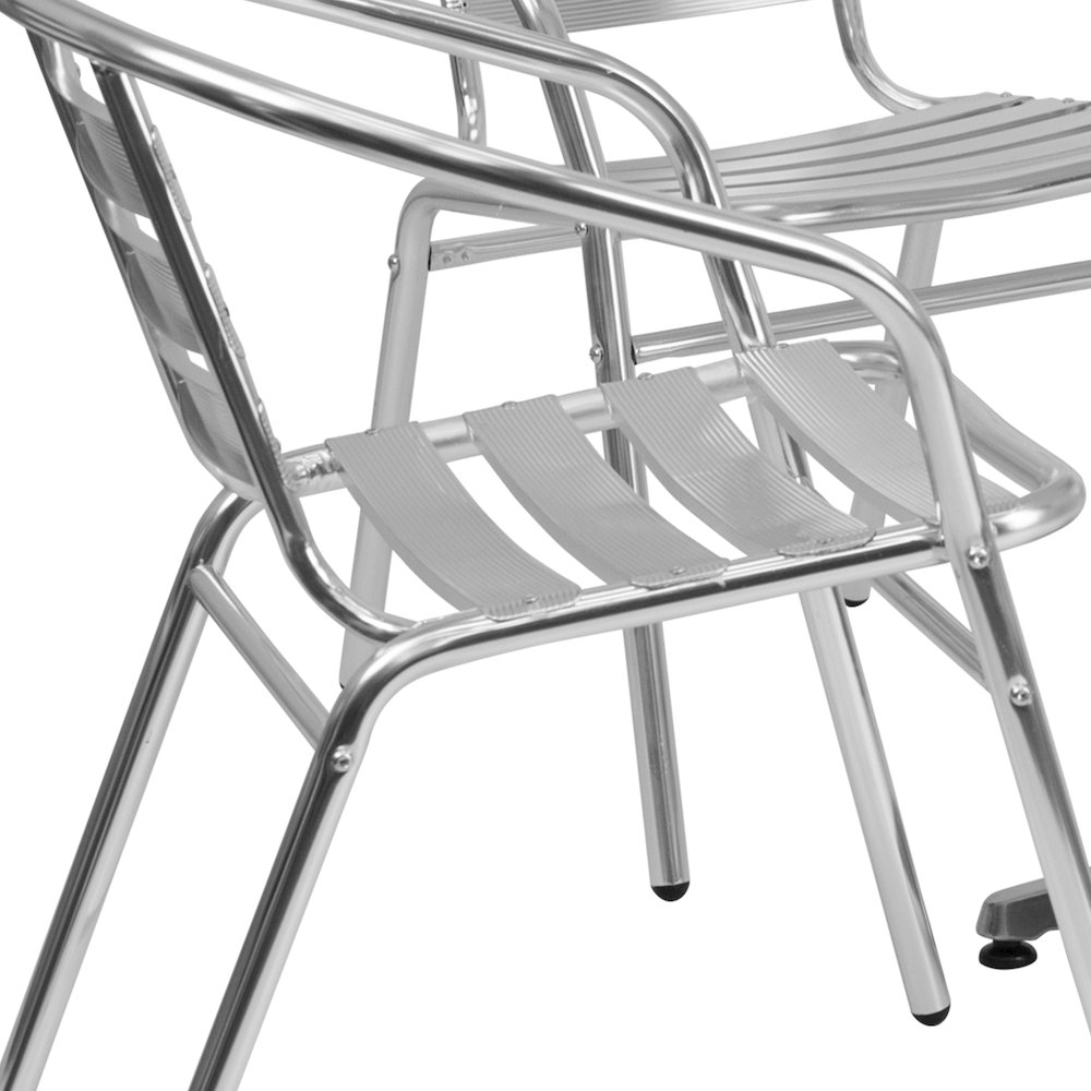 31.5'' Square Aluminum Indoor-Outdoor Table Set with 4 Slat Back Chairs. Picture 5