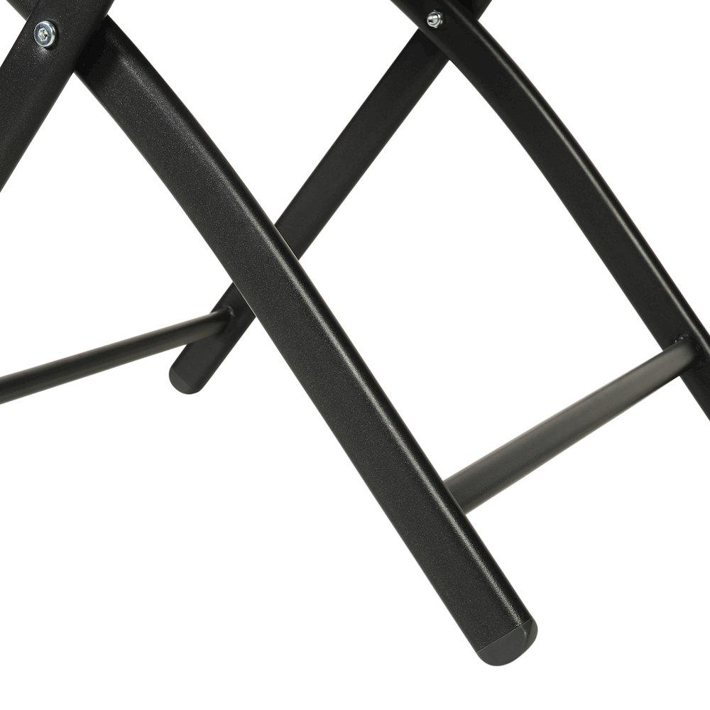 Set of 2 Folding Chairs with Brown Material Backs and Seats, Black Metal Frames. Picture 14